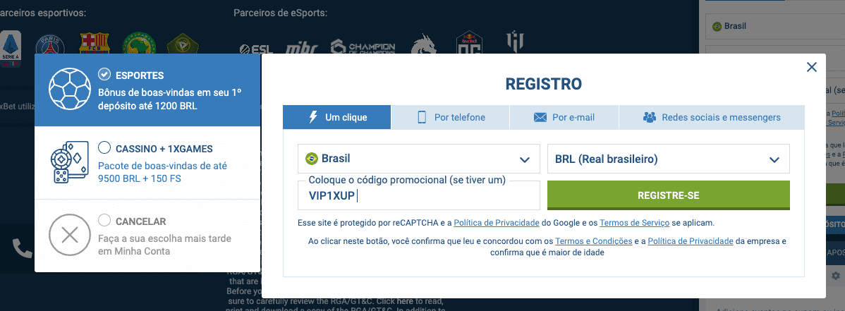 passo a passo de como usar o codigo promocional 1xbet