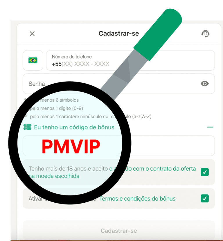 como usar o código promocional parimatch PMVIP durante o seu cadastro