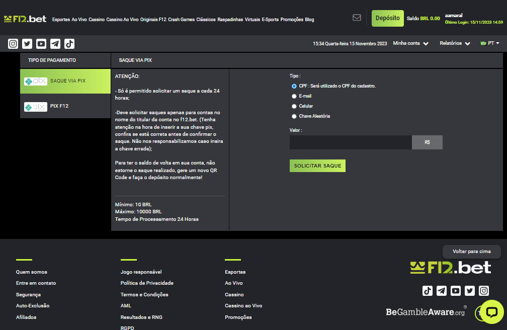 passo a passo de como sacar na f12 bet apostas