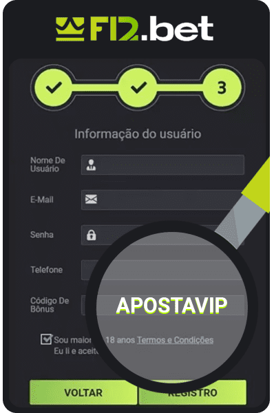 passo a passo de como se registrar na f12 bet e ativar o código promocional Apostavip