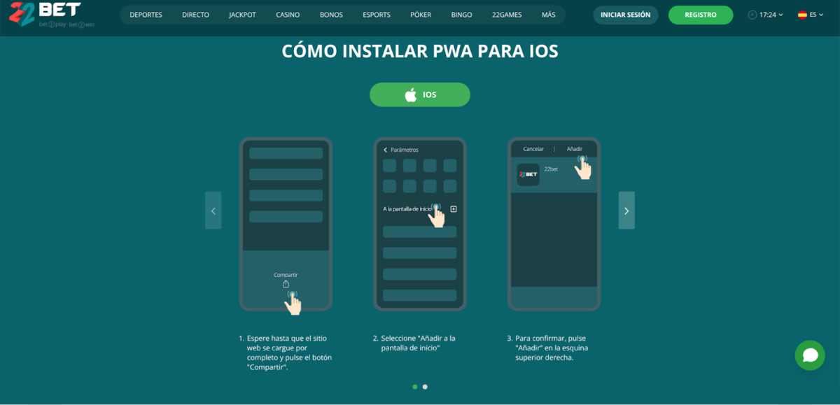 Cómo descargar la app de 22Bet en Chile
Descargar 22Bet para iPhone (iOS)