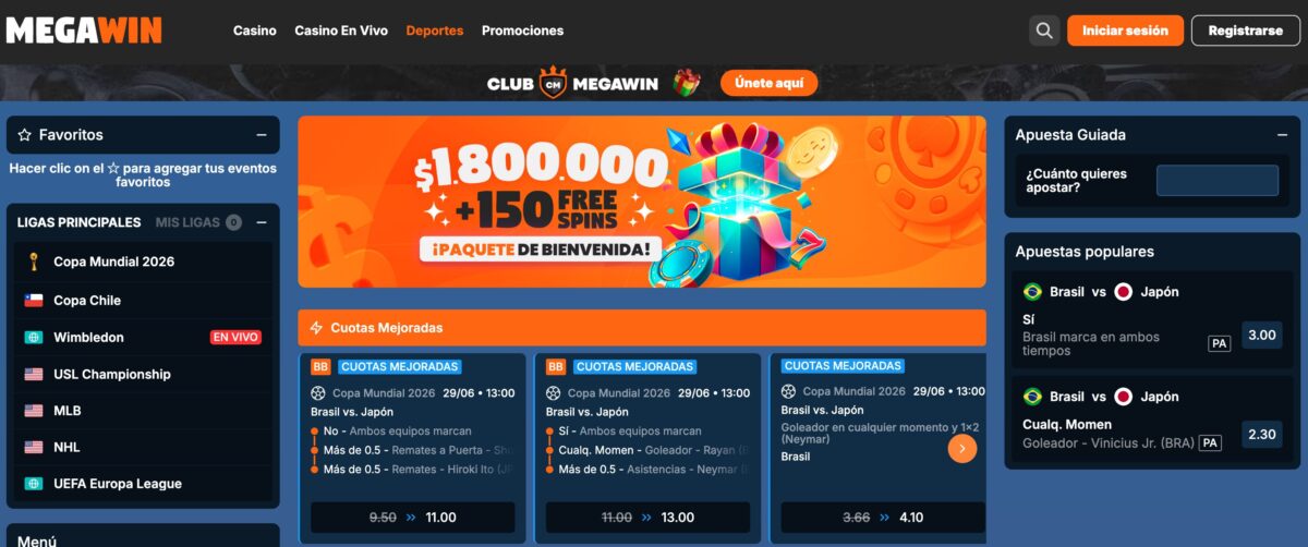 screenshot pagina megawin chile