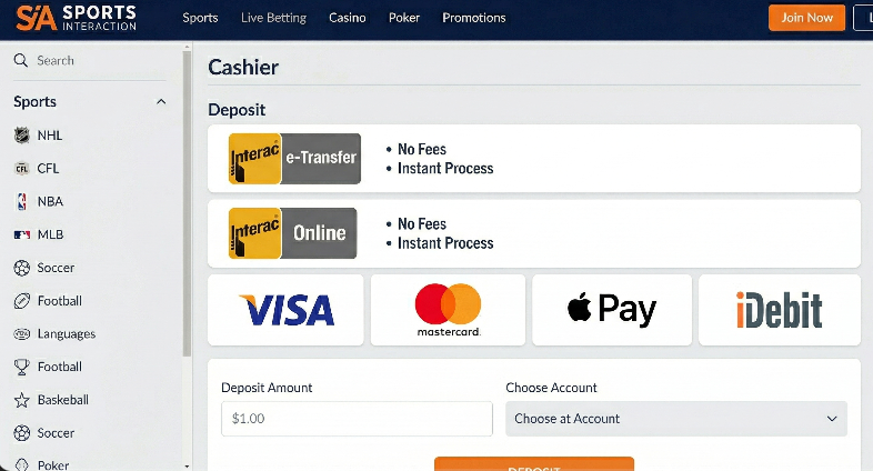 Sports Interaction Payment Methods