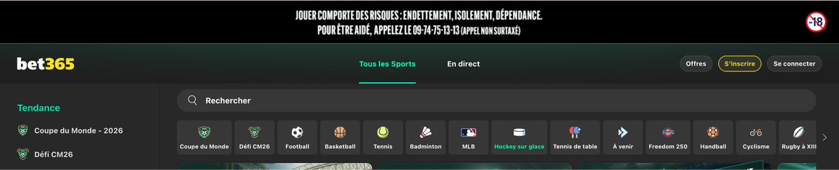S'inscrire sur bet365