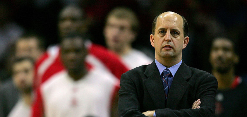 HOUSTON - APRIL 23: Coach Jeff Van Gundy of the Houston Rockets on the sidelines while playing the Utah Jazz during Game Two of the Western Conference Quarterfinals against the Utah Jazz during the 2007 NBA Playoffs at the Toyota Center on April 23, 2007 in Houston, Texas