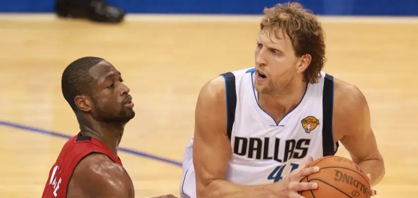 DALLAS, TX - JUNE 5: Dirk Nowitzki #41 of the Dallas Mavericks in action against Dwyane Wade #3 of the Miami Heat during Game Three of the 2011 NBA Finals on June 5, 2011 at the American Airlines Center in Dallas