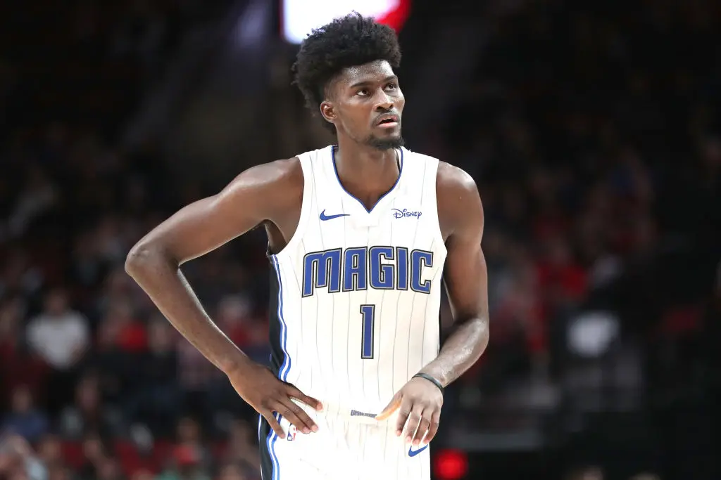 PORTLAND, OREGON - DECEMBER 20: Jonathan Isaac #1 of the Orlando Magic reacts in the third quarter against the Portland Trail Blazers during their game at Moda Center on December 20, 2019 in Portland, Oregon