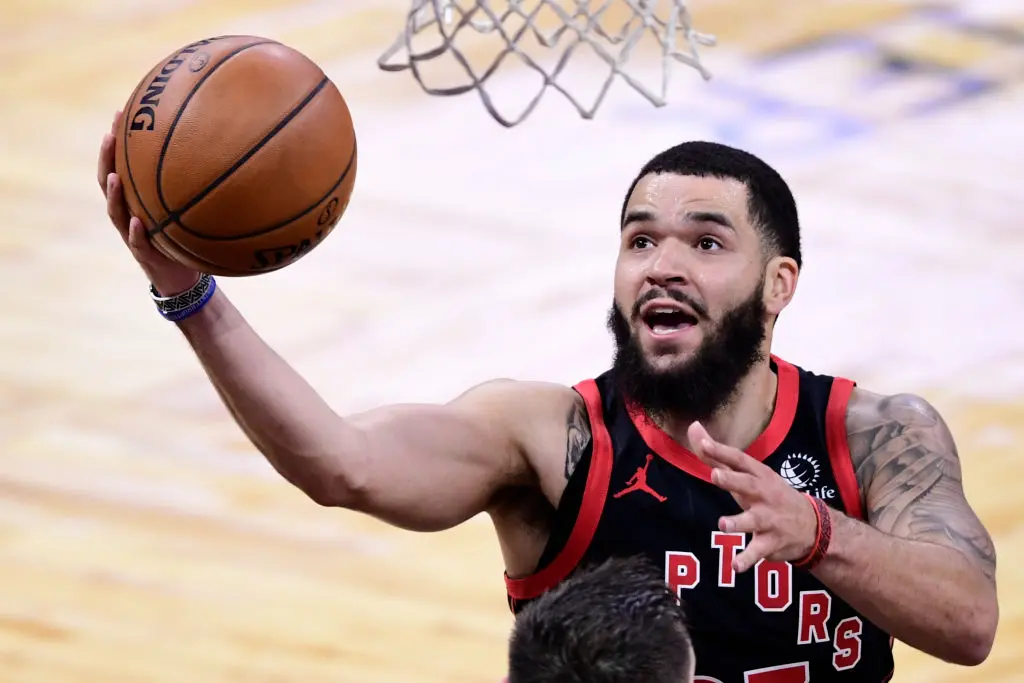 ORLANDO, FLORIDA - FEBRUARY 02: Fred VanVleet #23 of the Toronto Raptors drives to the basket during the third quarter against the Orlando Magic at Amway Center on February 02, 2021 in Orlando, Florida