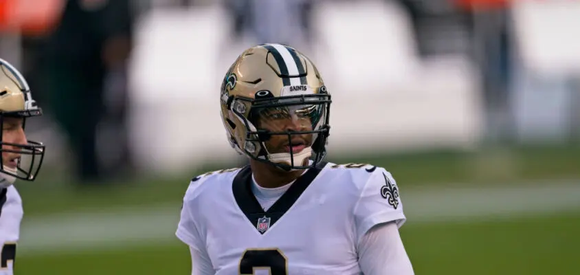 PHILADELPHIA, PA - DECEMBER 13: New Orleans Saints quarterback Jameis Winston (2) looks on during the game between the New Orleans Saints and the Philadelphia Eagles on December 13, 2020 at Lincoln Financial Field in Philadelphia, PA.