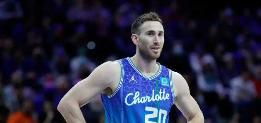 PHILADELPHIA, PENNSYLVANIA - JANUARY 12: Gordon Hayward #20 of the Charlotte Hornets looks on during the first quarter against the Philadelphia 76ers at Wells Fargo Center on January 12, 2022 in Philadelphia, Pennsylvania