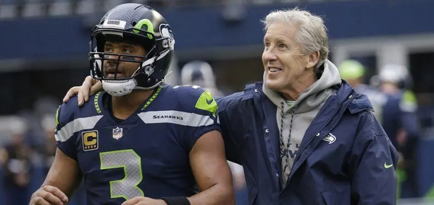 Seattle Seahawks HC Pete Carroll and Russell Wilson