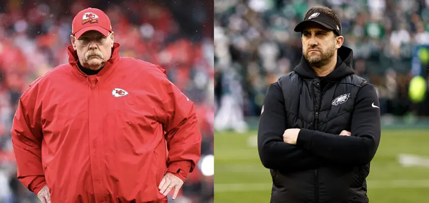 Andy Reid and Nick Sirianni - NFL head coaches of Chiefs and Eagles