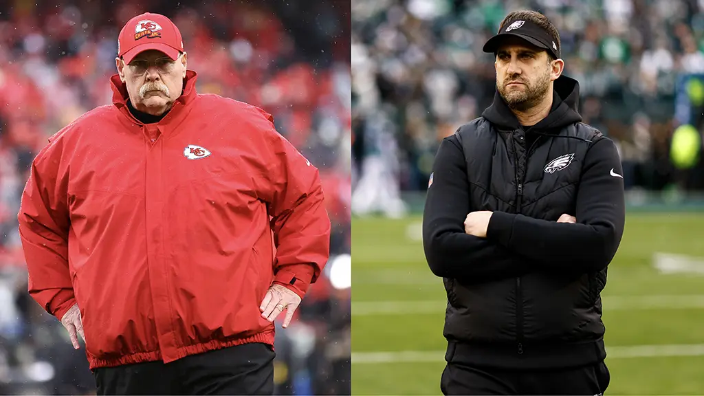 Andy Reid and Nick Sirianni - NFL head coaches of Chiefs and Eagles