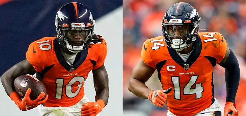 Jerry Jeudy e Courtland Sutton pelos Broncos