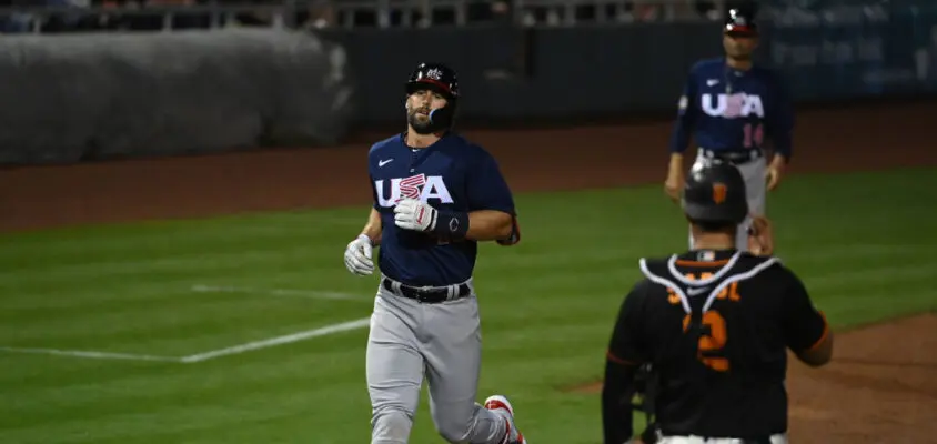 SCOTTSDALE, ARIZONA - MARCH 08: Paul Goldschmidt #46 of the United States rounds the bases after hitting a solo home run off of Sean Manaea #52 of the San Francisco Giants during the sixth inning a Spring Training exhibition game at Scottsdale Stadium on March 08, 2023 in Scottsdale, Arizona