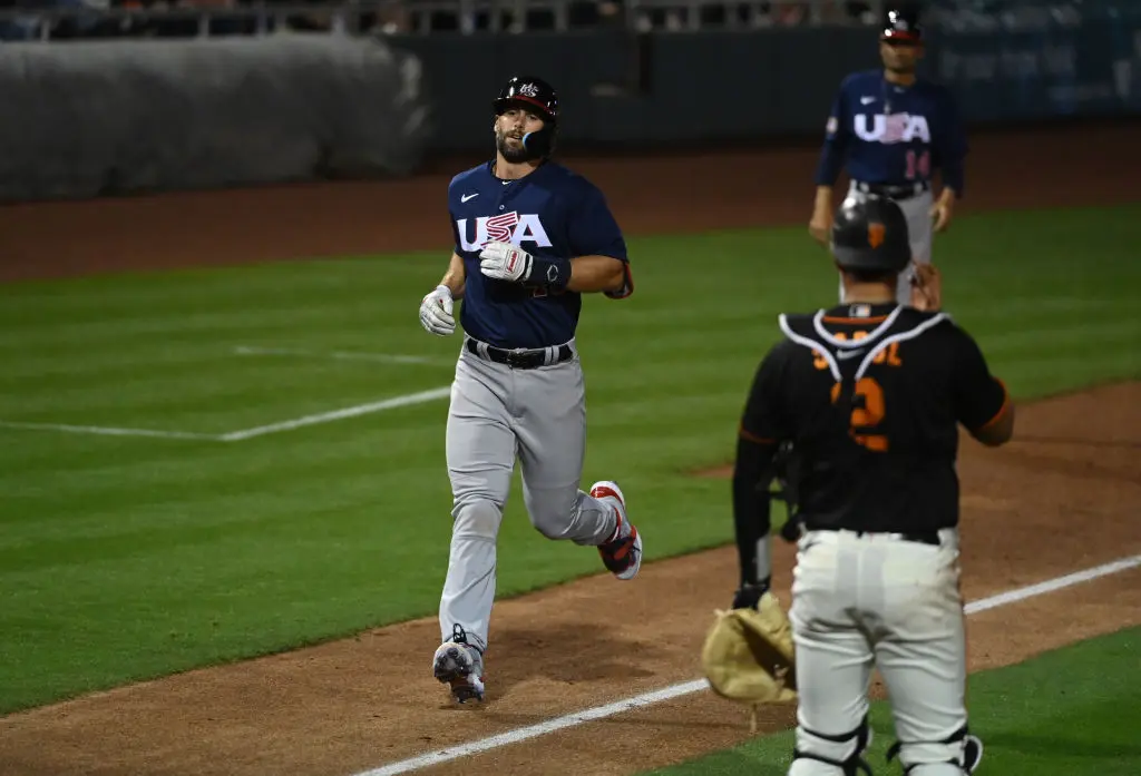 SCOTTSDALE, ARIZONA - MARCH 08: Paul Goldschmidt #46 of the United States rounds the bases after hitting a solo home run off of Sean Manaea #52 of the San Francisco Giants during the sixth inning a Spring Training exhibition game at Scottsdale Stadium on March 08, 2023 in Scottsdale, Arizona