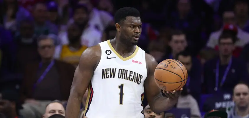 PHILADELPHIA, PENNSYLVANIA - JANUARY 02: Zion Williamson #1 of the New Orleans Pelicans looks on during the second quarter against the Philadelphia 76ers at Wells Fargo Center on January 02, 2023 in Philadelphia, Pennsylvania.