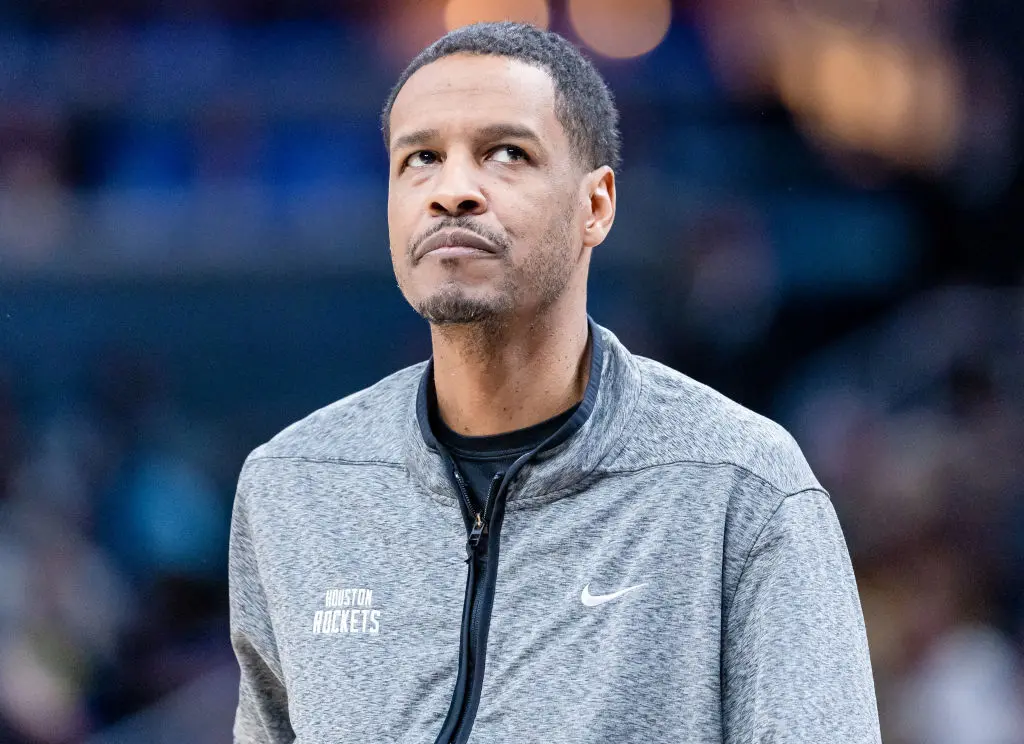 INDIANAPOLIS, IN - MARCH 09: Head coach Stephen Silas of the Houston Rockets is seen during the game against the Indiana Pacers at Gainbridge Fieldhouse on March 9, 2023 in Indianapolis, Indiana. NOTE TO USER: User expressly acknowledges and agrees that, by downloading and or using this photograph, User is consenting to the terms and conditions of the Getty Images License Agreement.