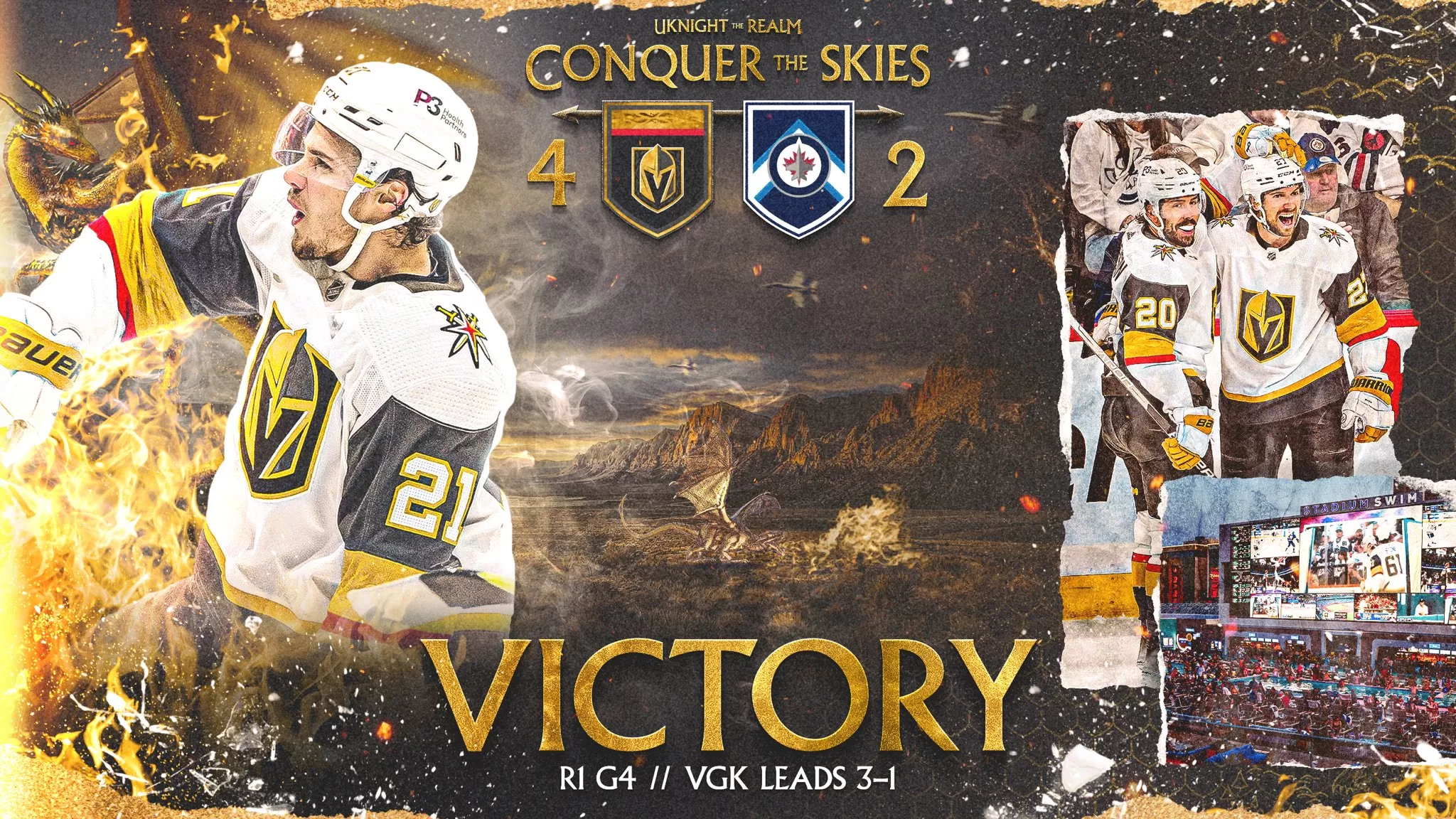 Golden Knights vencem Jets e se aproximam de classificação