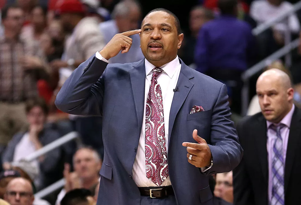 LOS ANGELES, CA - APRIL 29: Head coach Mark Jackson of the Golden State Warriors gives instructions in the game against the Los Angeles Clippers in Game Five of the Western Conference Quarterfinals during the 2014 NBA Playoffs at Staples Center on April 29, 2014 in Los Angeles, California.