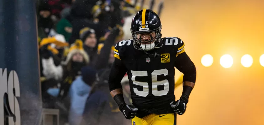 PITTSBURGH, PA - DECEMBER 24: Pittsburgh Steelers linebacker Alex Highsmith (56) is announced during the national football league game between the Las Vegas Raiders and the Pittsburgh Steelers on December 24, 2022 at Acrisure Stadium in Pittsburgh, PA