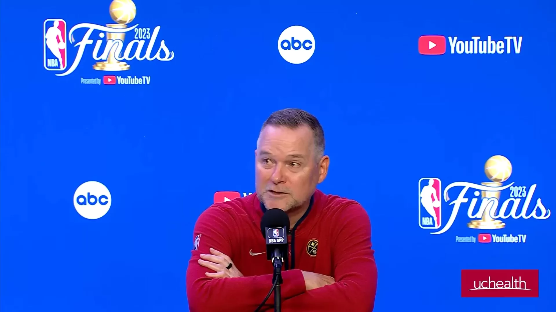 Michael Malone em entrevista após o jogo 2 das finais da NBA 2023