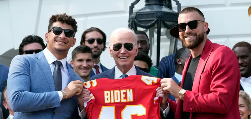 Patrick Mahomes Travis Kelce Joe Biden Kansas City Chiefs Casa Branca