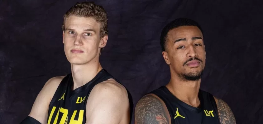 Lauri Markkanen e John Collins no media day 2023 do Jazz