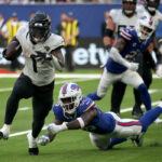 Jacksonville Jaguars Travis Etienne jr runs in to score his sides second touchdown during the NFL international match at the Tottenham Hotspur Stadium, London. Picture date: Sunday October 8, 2023