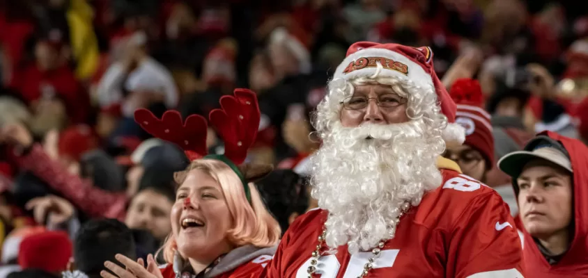 SANTA CLARA, CA - DECEMBER 21: Santa brought Christmas early to the San Francisco 49ers with a win in the game between the Los Angeles Rams and the San Francisco 49ers on Saturday, December 21, 2019 at Levi's Stadium in Santa Clara, California