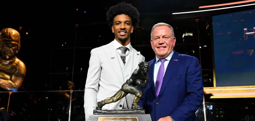 LSU QB Jayden Daniels after winning 2023 Heisman Trophy - NFL Draft 2024