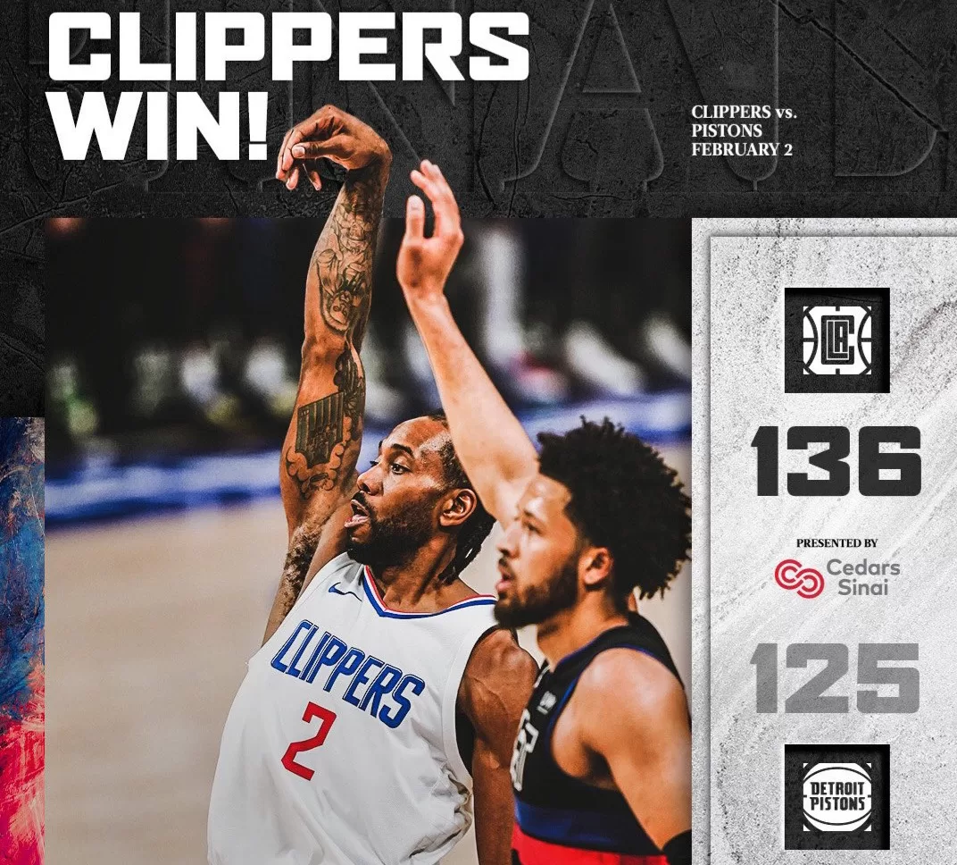 Com recorde de Westbrook e Kawhi cestinha, Clippers vencem Pistons