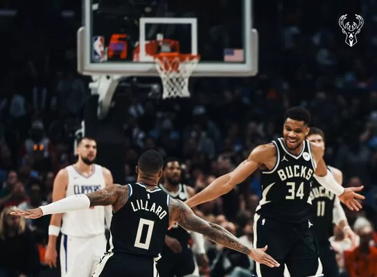 Giannis e Lillard comandam Bucks para vitória contra os Clippers