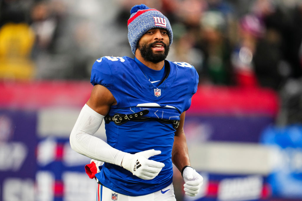 EAST RUTHERFORD, NJ - JANUARY 07: Darius Slayton #86 of the New York Giants runs out of the tunnel prior to an NFL football game against the Philadelphia Eagles at MetLife Stadium on January 7, 2024 in East Rutherford, New Jersey