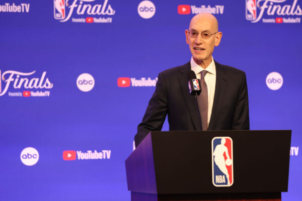 BOSTON, MASSACHUSETTS - JUNE 06: NBA Commissioner Adam Silver speaks at a press conference prior to Game One of the 2024 NBA Finals between the Dallas Mavericks and Boston Celtics at TD Garden on June 06, 2024 in Boston, Massachusetts. NOTE TO USER: User expressly acknowledges and agrees that, by downloading and or using this photograph, User is consenting to the terms and conditions of the Getty Images License Agreement.