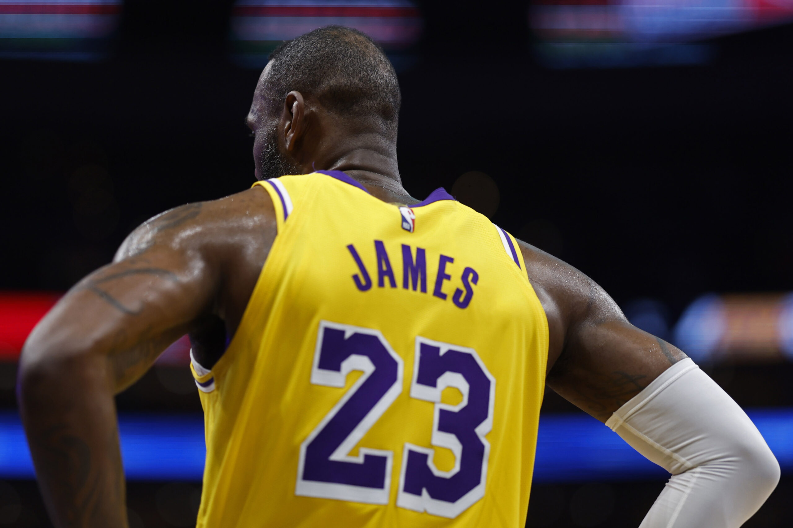 LeBron James - Apr 3, 2024; Washington, District of Columbia, USA; Los Angeles Lakers forward LeBron James (23) stands on court against the Washington Wizards at Capital One Arena. Mandatory Credit: Geoff Burke-USA TODAY Sports