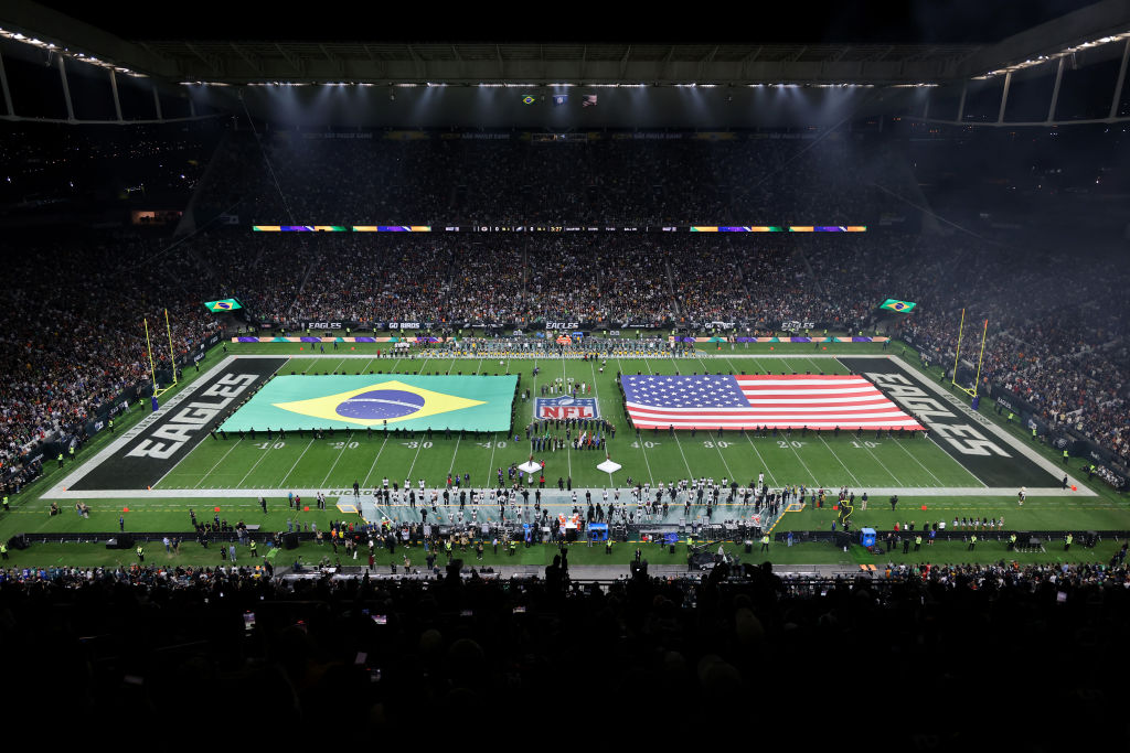 SAO PAULO, BRAZIL - SEPTEMBER 06: A general view prior to a game between the Green Bay Packers and the Philadelphia Eagles at Arena Corinthians on September 06, 2024 in Sao Paulo, Brazil.