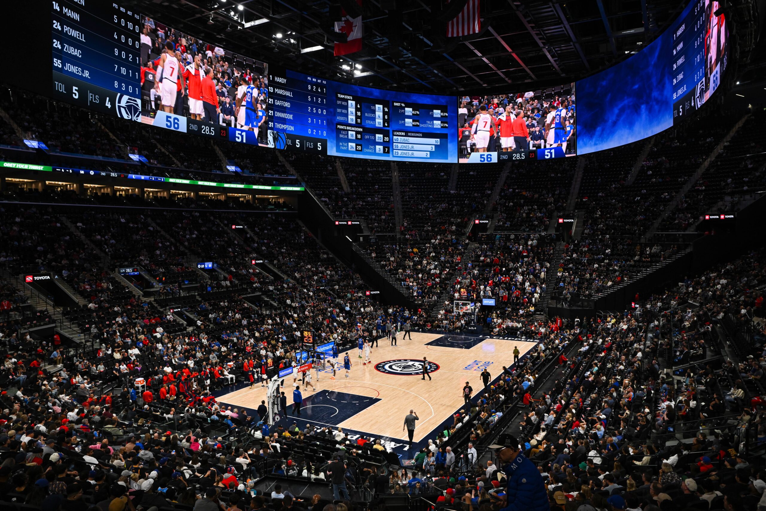 Oct 14, 2024; Inglewood, California, USA; View from the stands in LA Clippers vs Dallas Mavericks game during the first half at Intuit Dome. Mandatory Credit: Jonathan Hui-Imagn Images