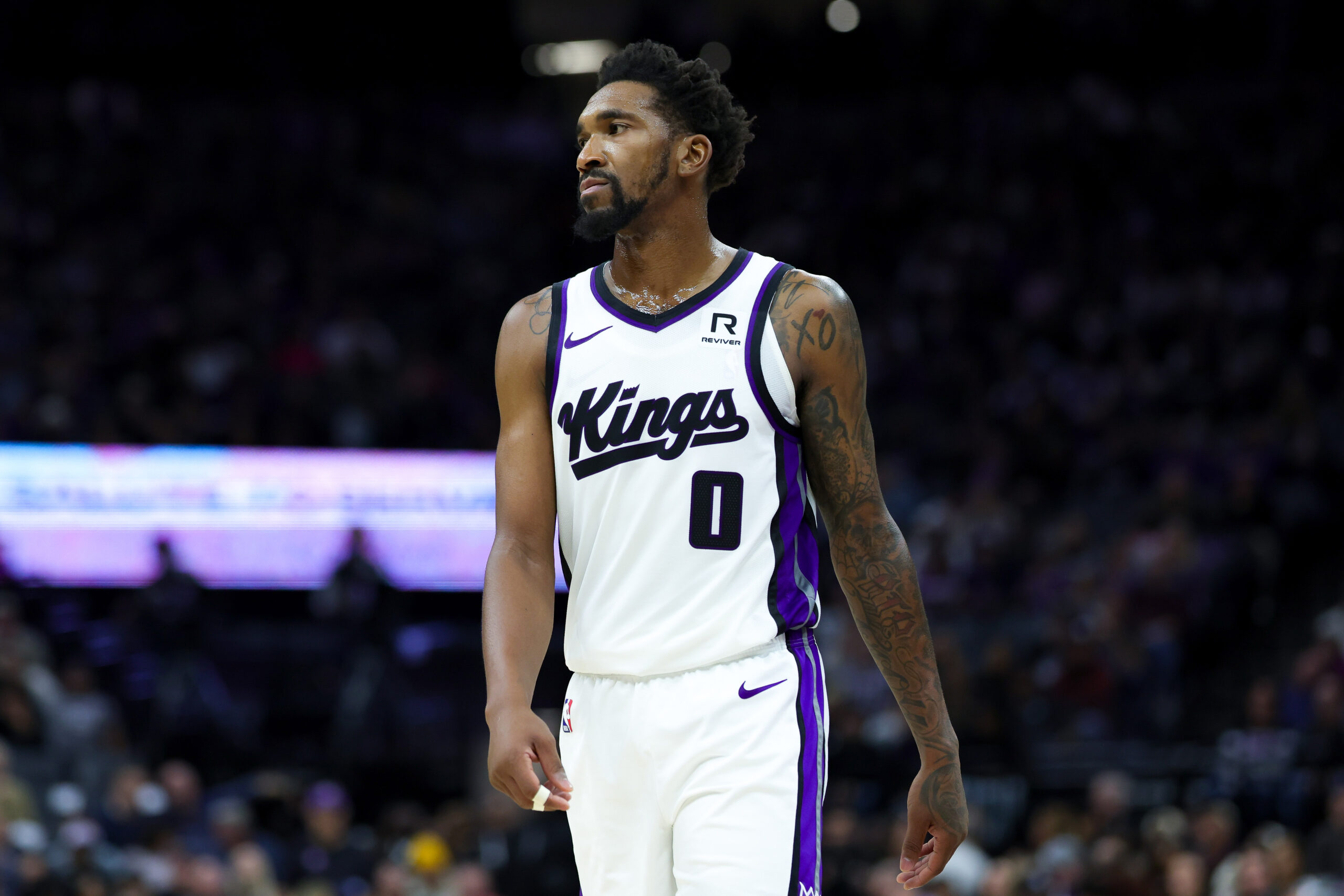 Nov 8, 2024; Sacramento, California, USA; Sacramento Kings guard Malik Monk (0) during the game against the Los Angeles Clippers at Golden 1 Center.